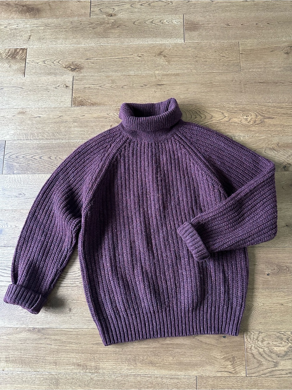 Vintage 100% Wool Chunky Turtleneck Sweater M Oversized - Picture 3 of 3